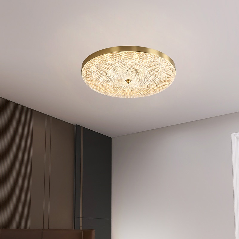 LED Ceilling Light Crystal Dimmable 35cm Circle Design Copper Ceiling Lights for Living Room 110-240V3