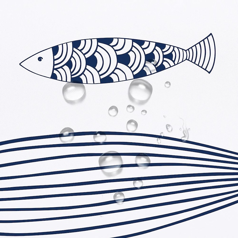 Shower Curtain with Hooks 180cm*180cm(70"*70") Polyester Washable Waterproof Colorful Fishes for Kid Abstract Modern Cartoon Pattern3