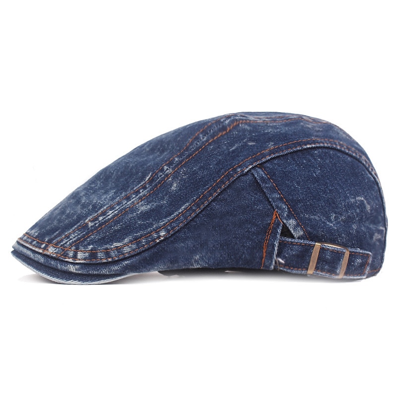 Men's Flat Cap Black Blue Denim Streetwear Stylish 1920s Fashion Outdoor Daily Going out Plain Warm2