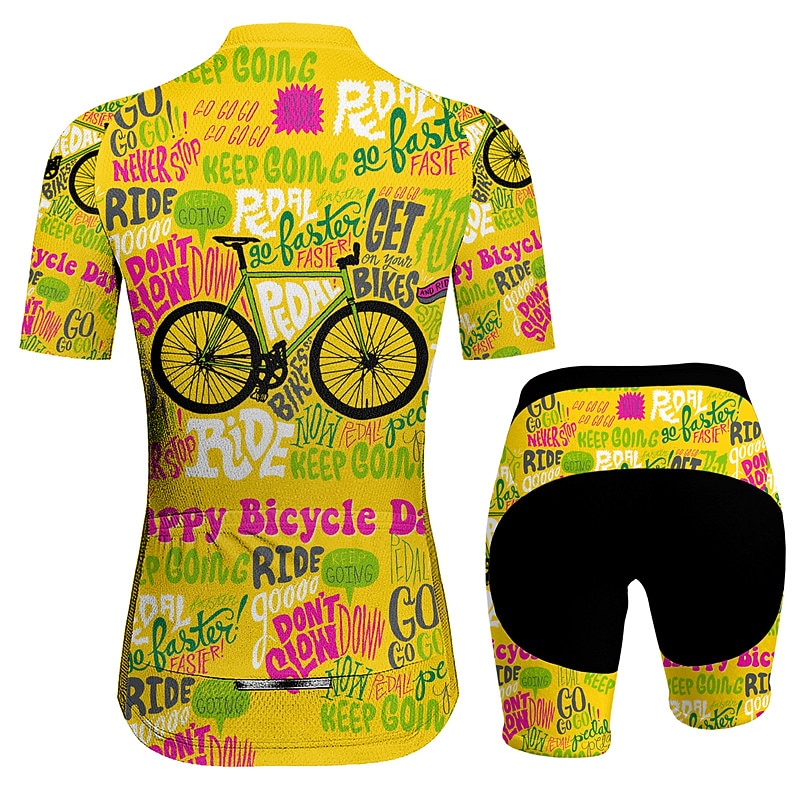 Women's Cycling Jersey with Shorts Short Sleeve Mountain Bike MTB Road Bike Cycling Yellow Blue Purple Graphic Bike Breathable Quick Dry Spandex Sports Graphic Letter & Number Funny Clothing Apparel3