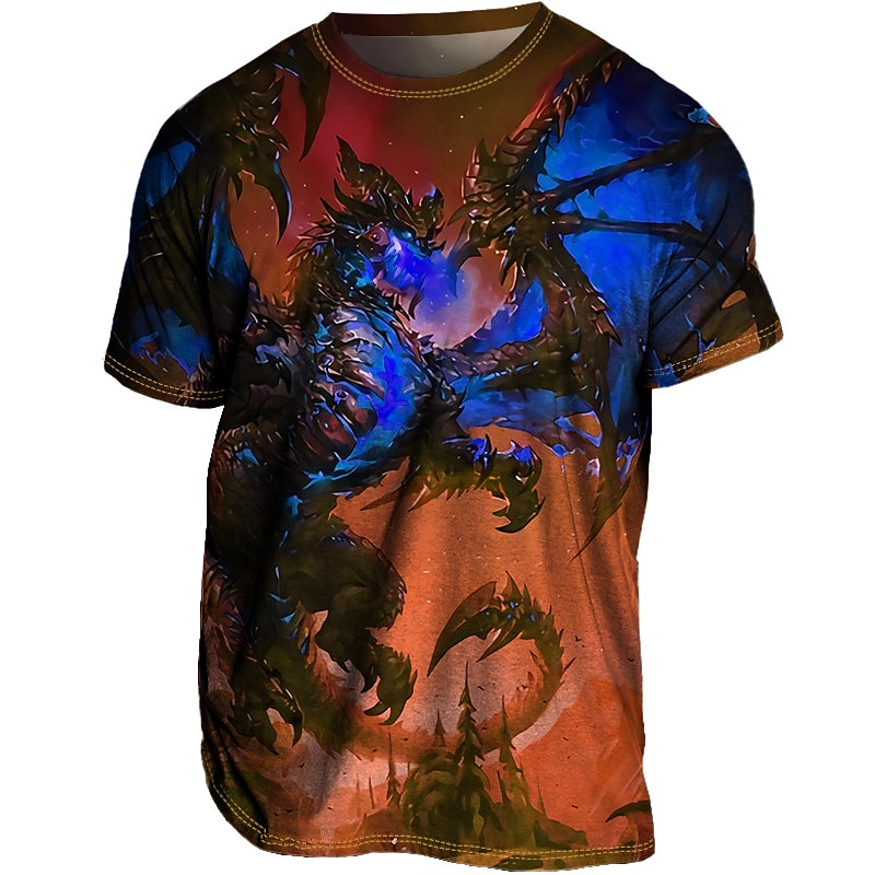 Men's Graphic Animal Dragon T Shirt Tee Short Sleeve T shirt 3D Print Crew Neck Shirt Vintage Fashion Designer Outdoor Casual Daily Light Green Red Blue Spring & Summer Clothing Apparel S M L XL 2XL