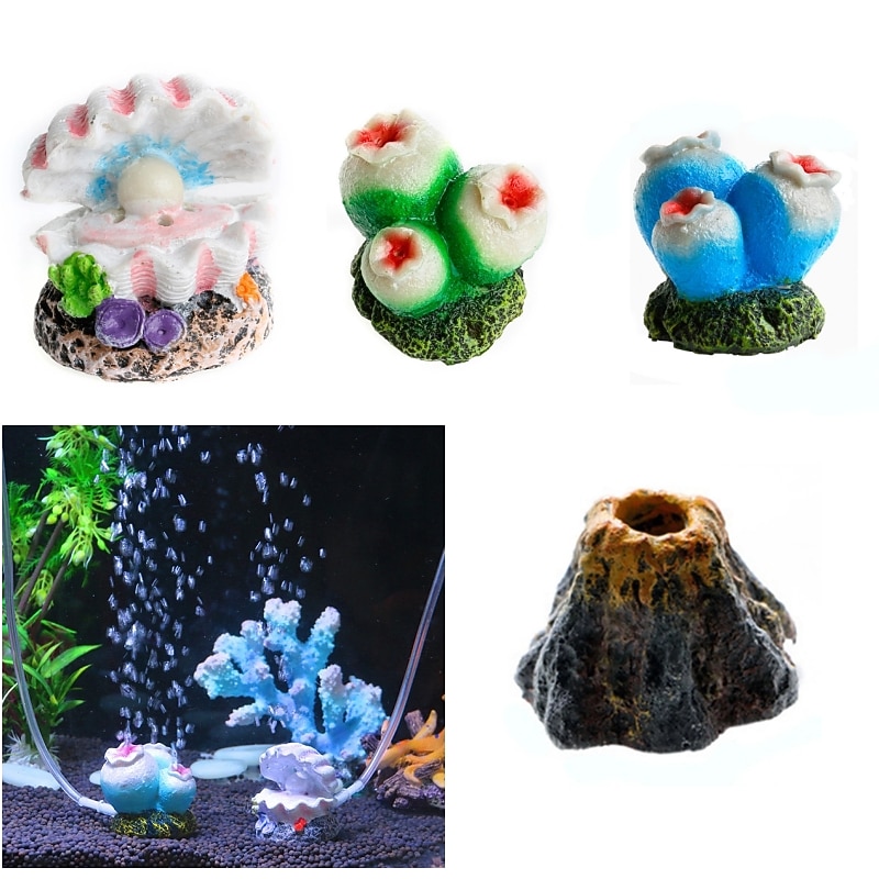 Resin Pearl Shell Air Bubble Stone Fish Tank Decoration Aquarium Decor Air Stone Oxygen Pump Air Pump Bubbler Ornament