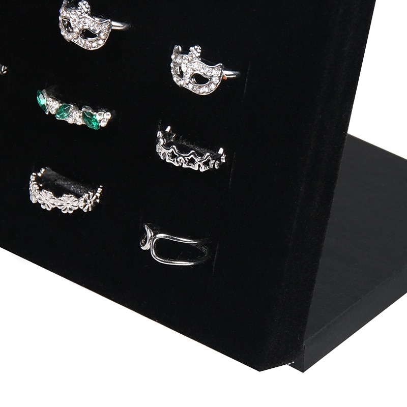 Velvet Display Case Jewelry Ring Displays Stand Board Holder Storage Box Plate Organizer4