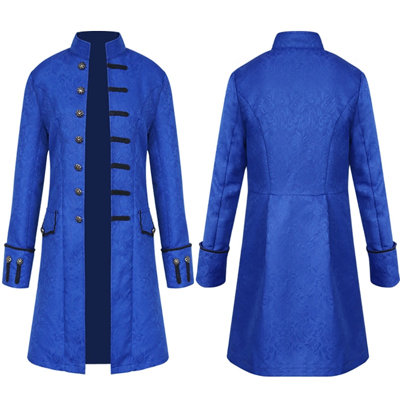 Men's Medieval Victorian Outfits 2 PCS Retro Vintage Steampunk Shirt Trench Coat Vampire Cosplay Costume Halloween Party Masquerade2