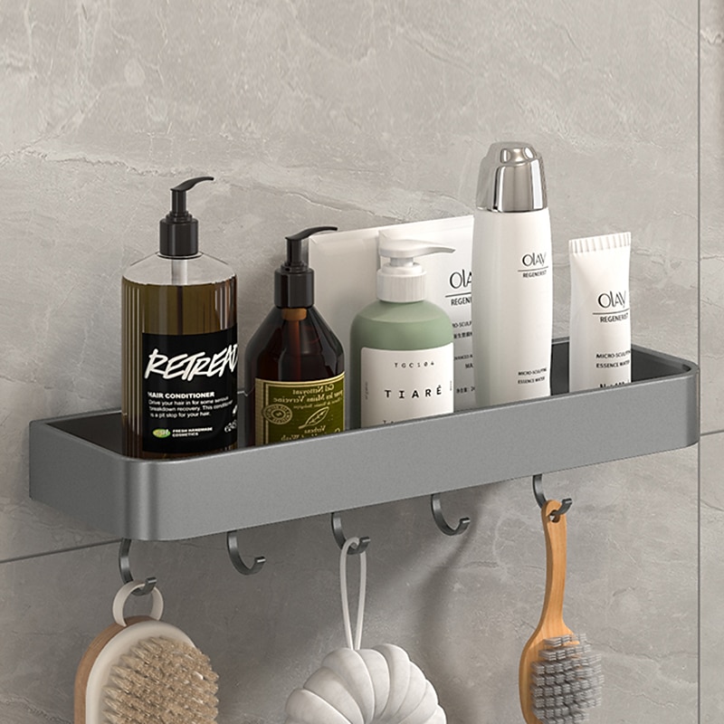 Shower Caddy Bathroom Shelves Wall Mounted Gun Grey Storage Organizer Rack Bathroom Kitchen Bathroom Hardware Pendant Bathroom Shelf Space Aluminum Shower Rack Corner Shelf Square Bath Shower Shelf3