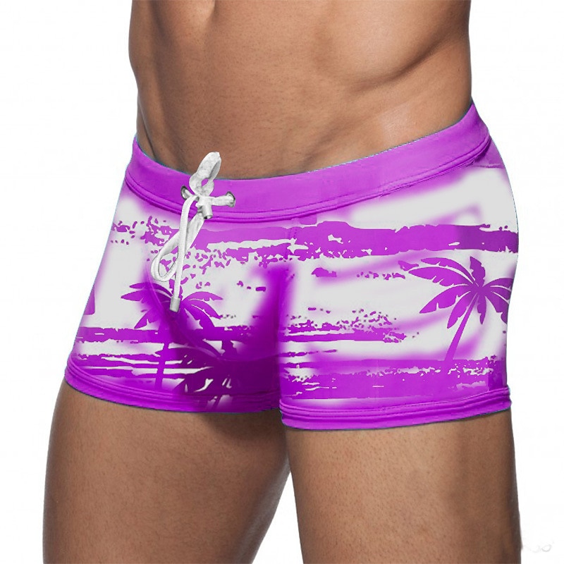Men's Board Shorts Swim Shorts Swim Trunks Beach Shorts Drawstring Graphic Prints Quick Dry Outdoor Holiday Going out Hawaiian Boho Blue Purple2