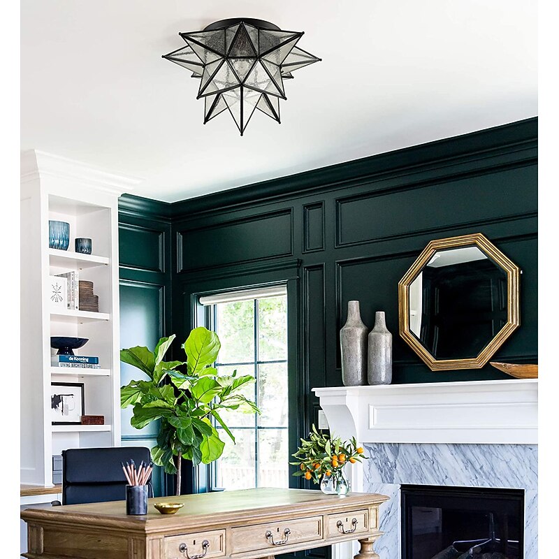 LED Ceilling Light Brass Moravian Star Lamp Flush Mount Colloid Lamp Seed Glass Shade Boho Moroccan Ceiling Lamp Kitchen Entrance2