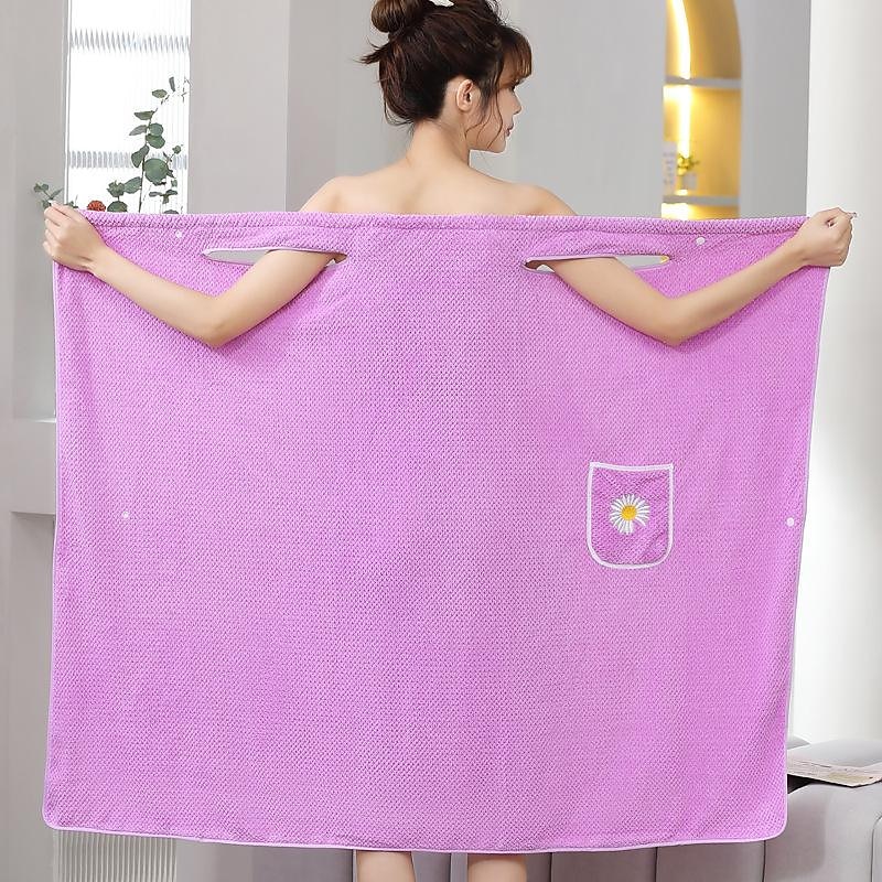 Microfiber Wearable Bath Towel Dress Super Absorbent Home Wear Bath Skirt Bath Towel Ladies Water-Absorbent Soft Thick Wrapped Bathrobe Quick-Dry Back To School College Student4