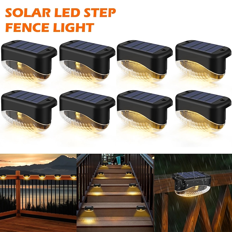 4/8pcs Solar Step Lights 5LED Outdoor Waterproof Garden Deck Lights Solar Fence Lights Garden Fence Yard Decoration Lighting Solar Deck Lights