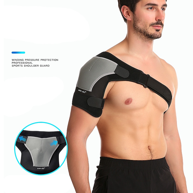 1PC Shoulder Pad Sports Men's Protective Pressurized Left and Right Shoulders Adjustable Processing Section Strain Weightlifting Fixed Strap