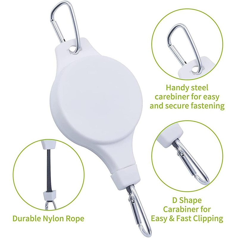 Plant Hook Pulley, Retractable Plant Hanger Flower Basket Pots and Birds Feeder Hang High up and Pull Down to Water Or Feed4