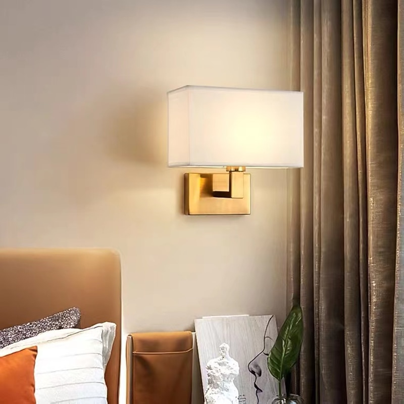 LED Wall Light Modern Cloth Fabric Shade Double Arm Wall Lamps Bedside Wall Lights Metal Sconce 110-240V4