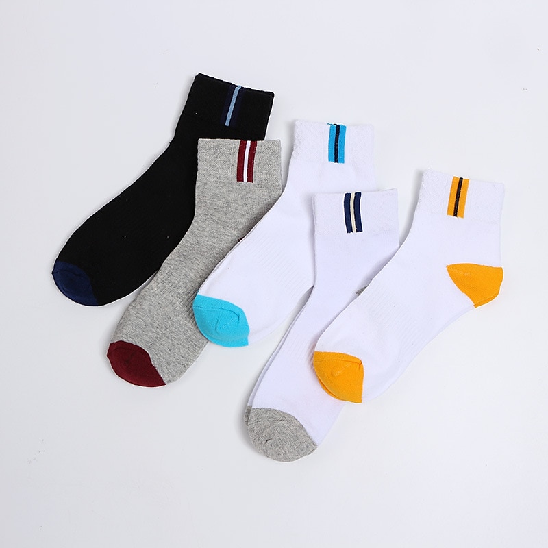 Men's 2 Pairs Socks Crew Socks Yellow Wine Color Color Block Daily Wear Vacation Weekend Medium Spring, Fall, Winter, Summer Warm Ups2