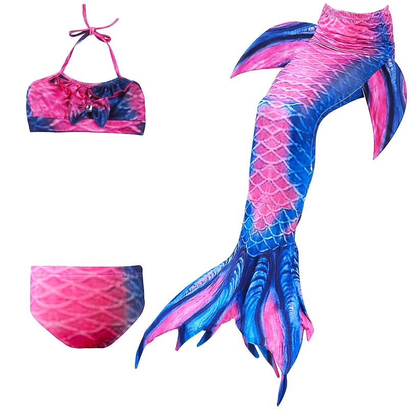 Kids Girls' Mermaid Swimwear Swimsuit Bikini Performance Theme Party Colorful Adorable Beach Halter Bathing Suits 4-12 Years Summer Multicolor4