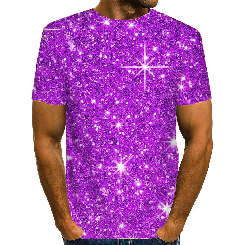 Men's Graphic Abstract Shirt T Shirt Short Sleeve T shirt Round Neck Shirt Streetwear Exaggerated Daily Going out Purple Gold Green Summer Clothing Apparel Plus Size S M L XL 2XL 3XL3