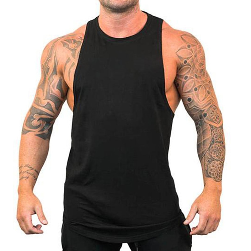 Men's Tank Top Vest Top Undershirt Sleeveless Crew Neck Summer Plain Fashion Muscle Workout Vacation Sport Daily Black White Blue Top Tee for Men