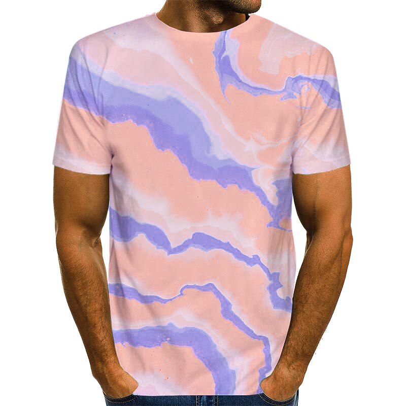Men's Graphic T Shirt Short Sleeve T shirt 3D Print Round Neck Shirt Streetwear Daily Going out Light Pink Pink Blue Clothing Apparel Normal S M L XL XXL 3XL2