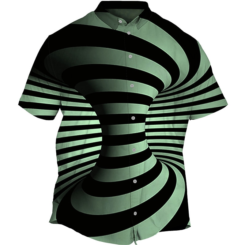Men's Plus Size Shirt Big and Tall Optical Illusion Turndown Buttons Short Sleeve Spring & Summer Tropical Fashion Outdoor Vacation Tops4