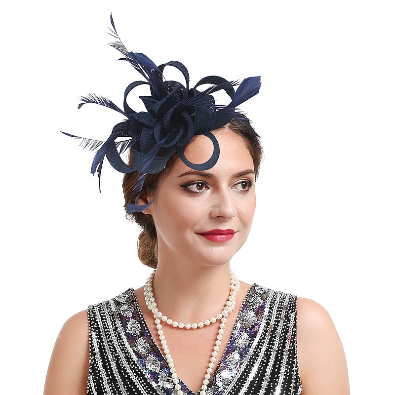 Fascinators Kentucky Derby Hat Headwear Organza Polyester / Polyamide Fedora Hat Veil Hat Tea Party Horse Race Ladies Day Vintage Style Vintage Elegant With Feather Appliques Headpiece4