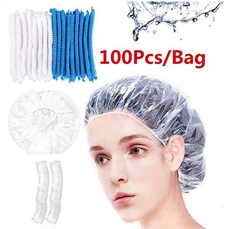 100pcs Disposable Shower Caps,Multi-Purpose Thickening Elastic Bath Cap Plastic Waterproof Clear Shower Caps Bath Shower Hair Caps Women Spa,Home Use, Hotel and Hair Salon, Portable Travel2
