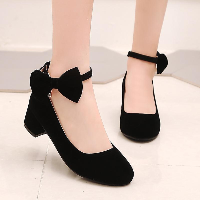 Girls' Heels Daily Dress Shoes Heel Cosplay Lolita Synthetics Breathability Non-slipping Height-increasing Big Kids(7years +) Party Birthday Daily Walking Bowknot Crystal / Rhinestone Black Summer2