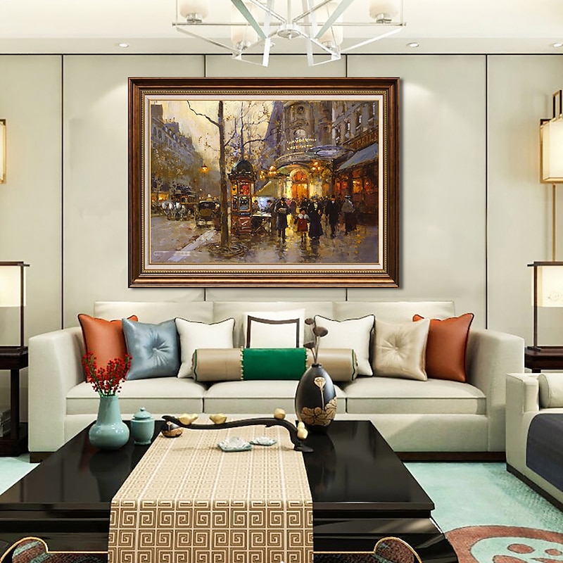 Handmade Oil Painting Canvas Wall Art Decoration French Impression Classical Street Scene for Home Decor Rolled Frameless Unstre tched Painting3