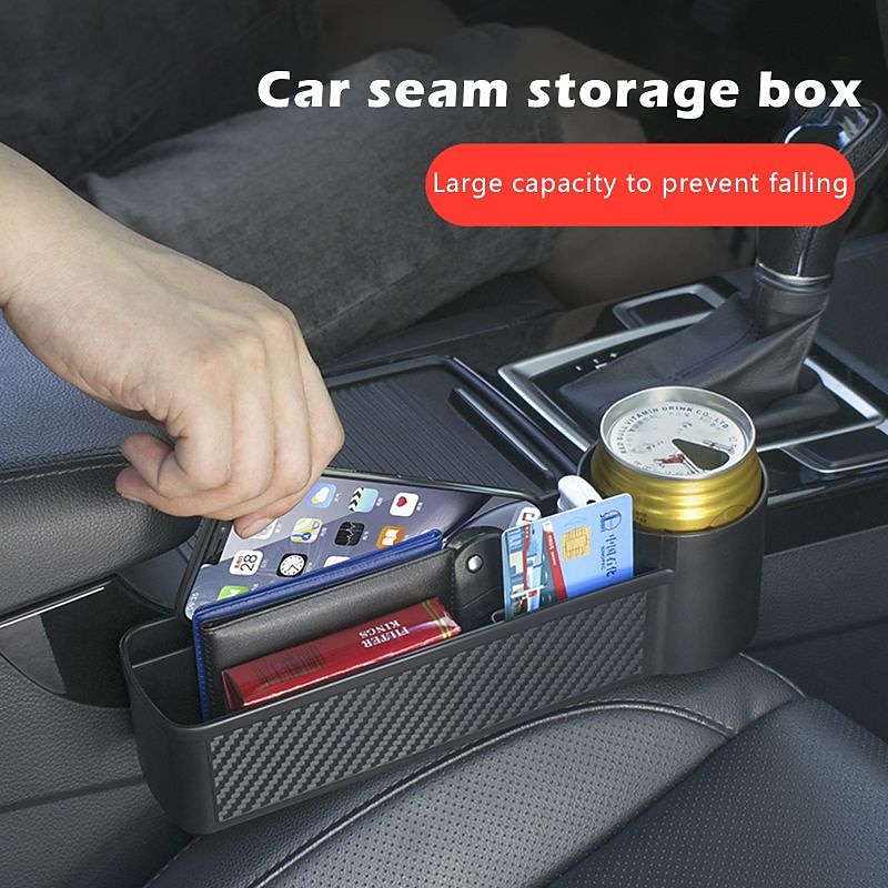 Car Storage Tools Black Auto Car Seat Gap Catcher Filler Storage Box Pocket Organizer Holder SUV Pocket Stowing Tidying Drink2
