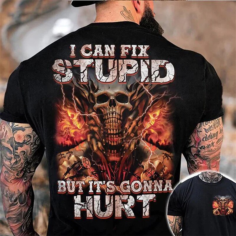 Men's Graphic Skull T Shirt Halloween Shirt Tee Short Sleeve T shirt 3D Print Crew Neck Shirt Vintage Fashion Designer Outdoor Casual Daily Black Navy Blue Blue Spring & Summer Clothing Apparel S M L