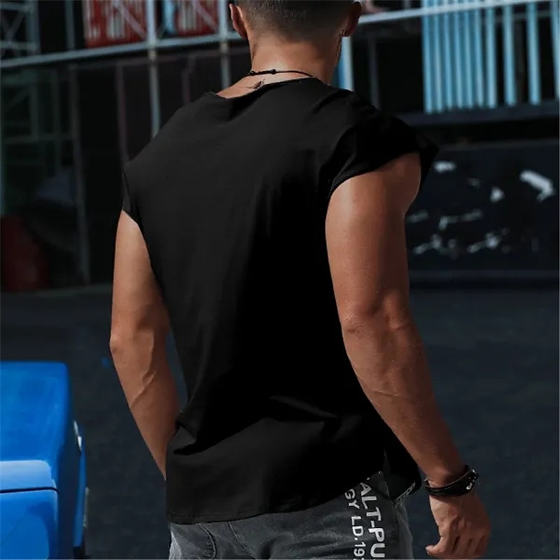 Men's Tank Top Vest Top Undershirt Sleeveless Shirt Sleeveless Crew Neck Summer Plain Fashion Designer Muscle Outdoor Athleisure Gym Black Top Tee for Men2