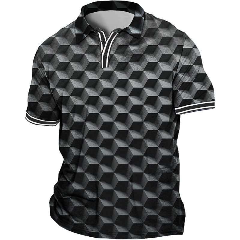 Men's Plus Size Polo Shirt Big and Tall Optical Illusion Turndown Print Short Sleeve Spring & Summer Sports Fashion Streetwear Designer Outdoor Street Tops