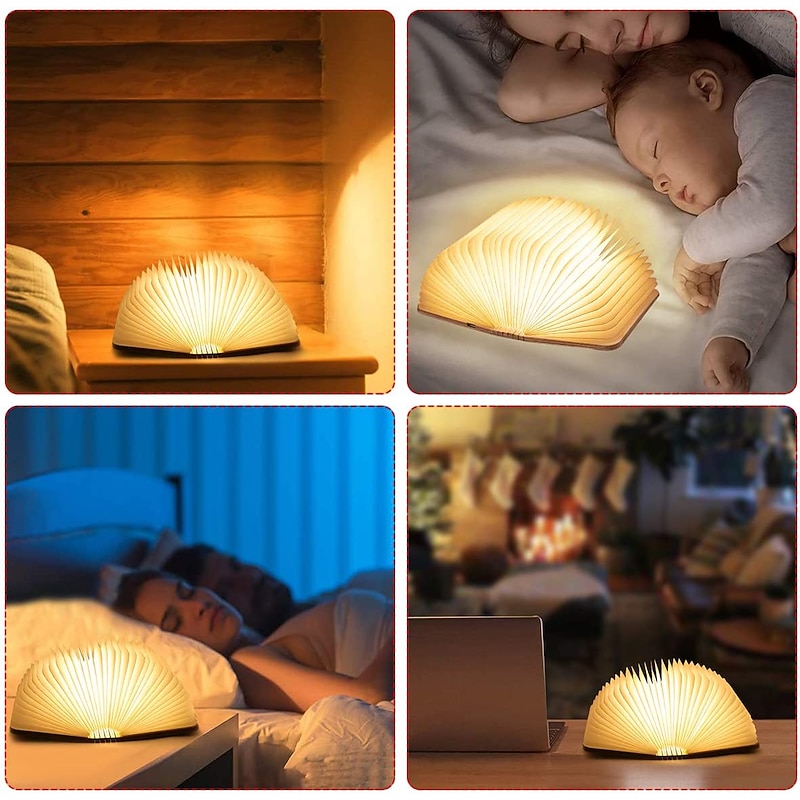LED Bedside Lamp Foldable Book Night Light Rechargeable Magnetic Bedside Bookshelf Or Coffee Table Children's Day Christmas Gift2