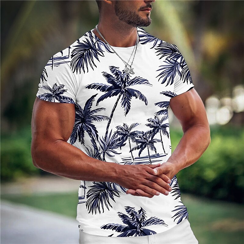 Men's Graphic Coconut Tree T Shirt Tee Short Sleeve T shirt 3D Print Crew Neck Shirt Fashion Hawaiian Designer Outdoor Casual Daily Black Light Green Wine Spring & Summer Clothing Apparel S M L XL