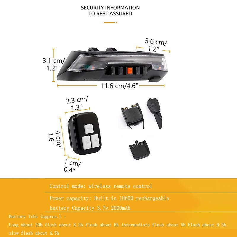 Steering Smart Brake Taillight Wireless Remote Control USB Rechargeable Bicycle Warning Light4
