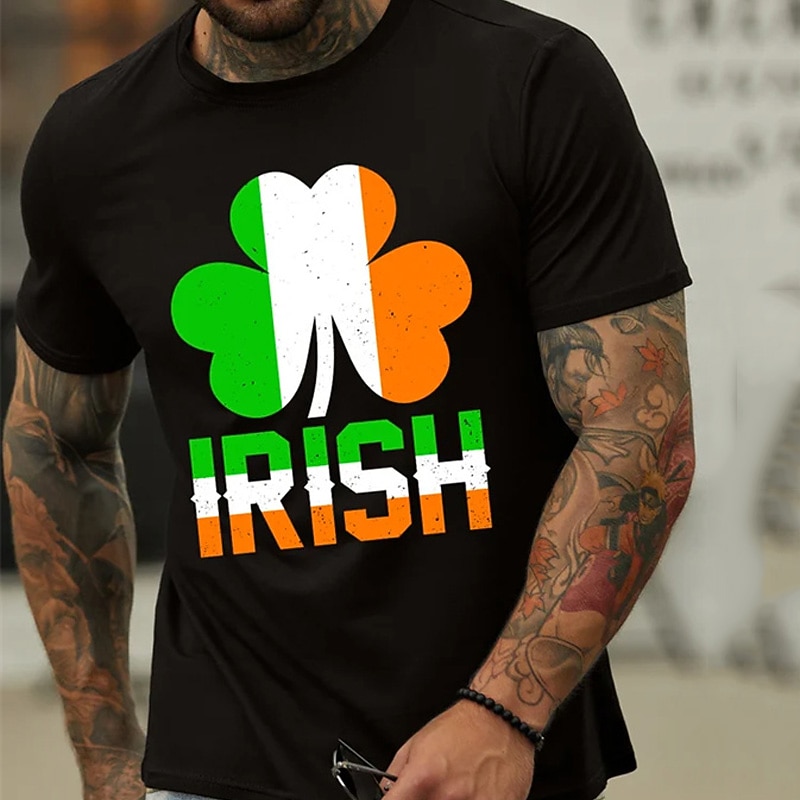 St.Patrick's Day Men's T shirt Tee Graphic Tee Graphic Prints Clover Crew Neck Hot Stamping Street Vacation Short Sleeves Print Clothing Apparel Designer St. Patrick's3