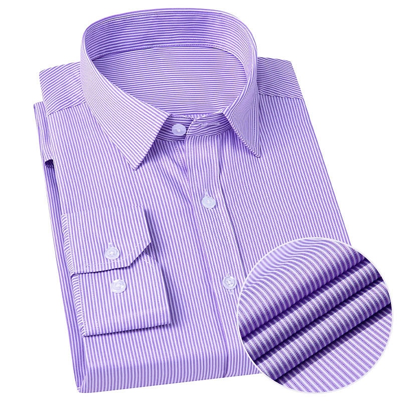 Men's Dress Shirt Stripe Wedding Outdoor Grape Blue Purple Light Blue Long Sleeve Turndown Summer Spring & Summer Clothing Apparel Print