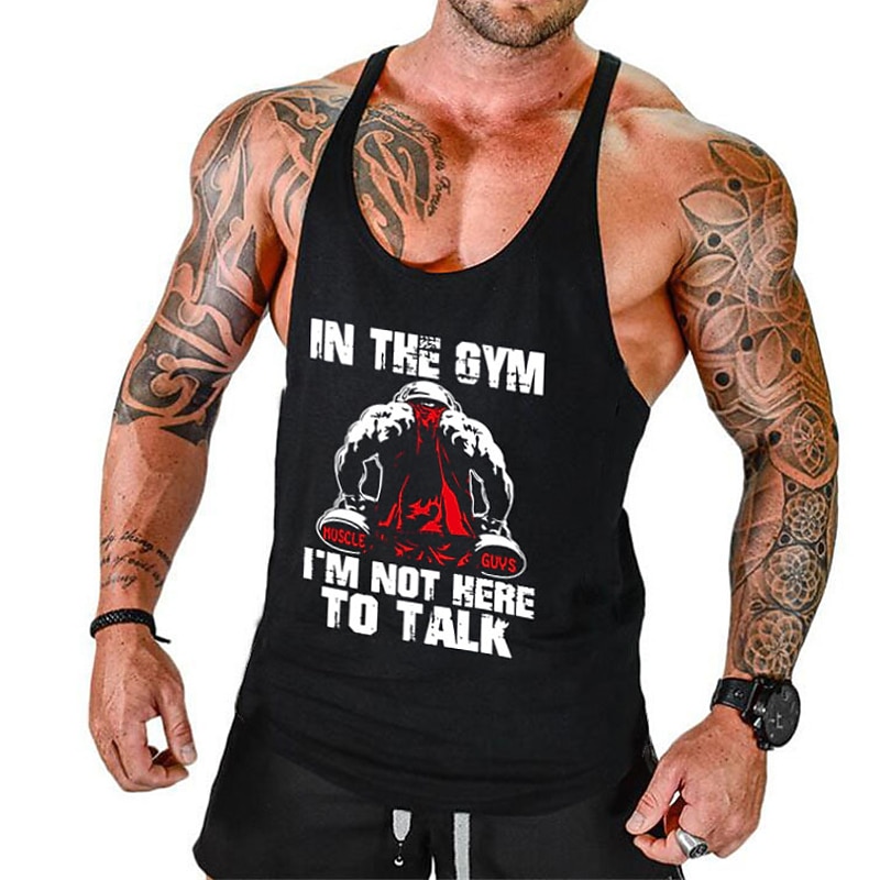 Men's Tank Top - Gym Workout 'In The Gym I'm Not Here To Talk' Graphic Racerback3