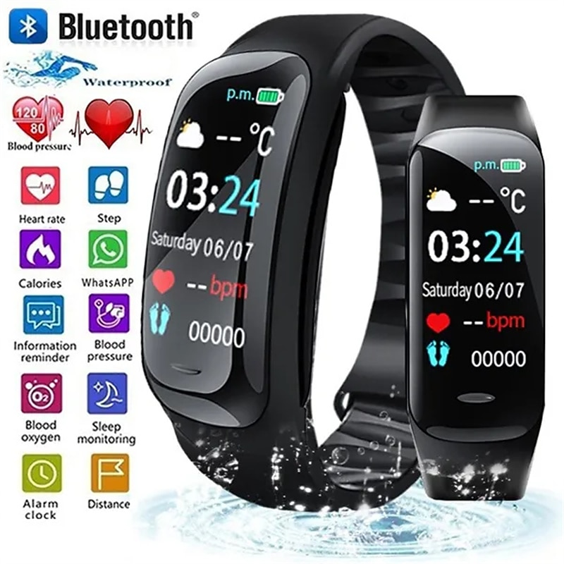 C1plus Smart Watch 0.96 inch Smartwatch Fitness Running Watch Bluetooth Temperature Monitoring Pedometer Call Reminder Compatible with Android iOS Women Men Waterproof Long Standby Media Control IP 67