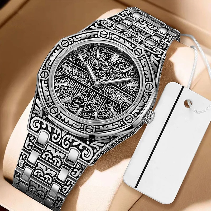 Men Quartz Watch Wrist Watch Calendar Large Dial Waterproof Alloy Watch3