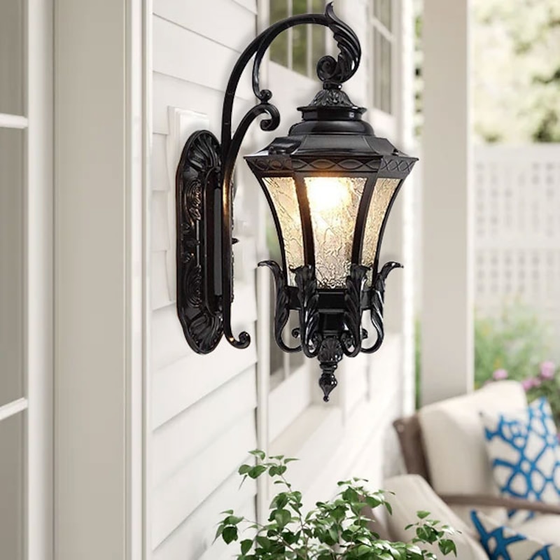 LED Wall Sconce Lighting Fixture Antique Wall Sconce Lantern External Waterproof Rustproof Aluminum Glass Lantern Wall Lamp Lantern Courtyard Garden Balcony Villa Decorative Lights