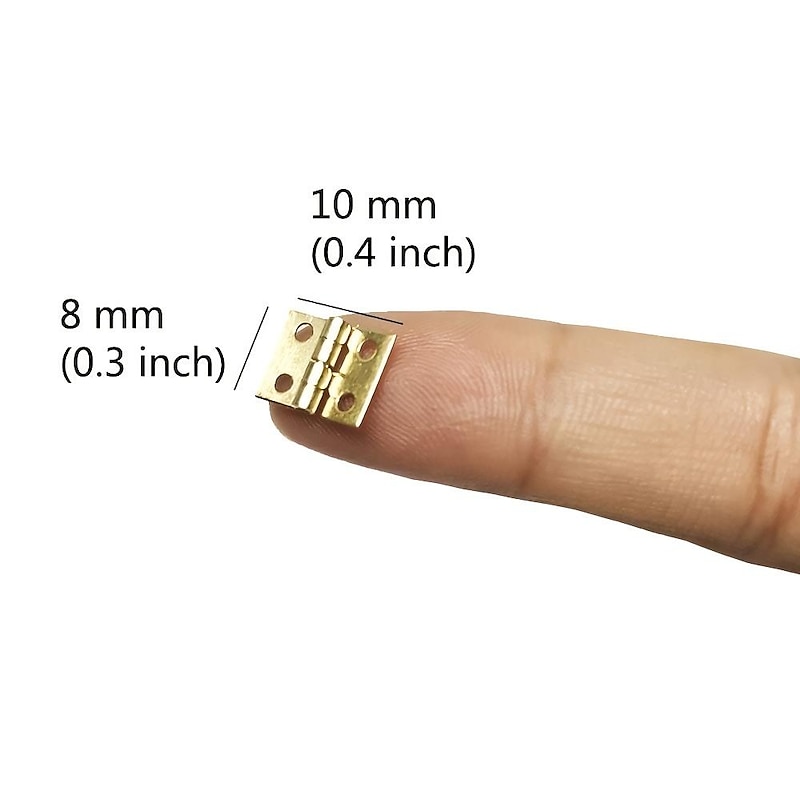50pcs Mini Pure Copper Hinges Retro Brass Hinges With 200 Pieces Replacement Screws For Wooden Box Jewelry Chest Box Cabinet DIY Accessories (10 X 8mm/0.4 X 0.3inch)3