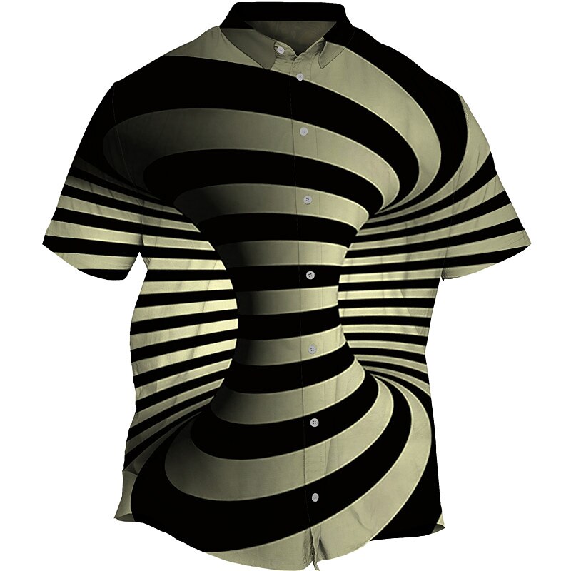 Men's Plus Size Shirt Big and Tall Optical Illusion Turndown Buttons Short Sleeve Spring & Summer Tropical Fashion Outdoor Vacation Tops2