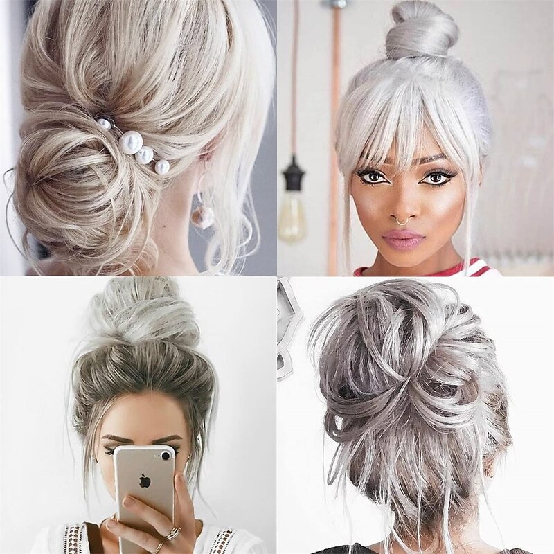 Messy Buns Hairpiece Hair Scrunchies Full Thick Updo Hair Piece With Elastic Rubber Band Hair Bun Extension Curly Wavy Synthetic Donut Hair Chignons For Women Girls4