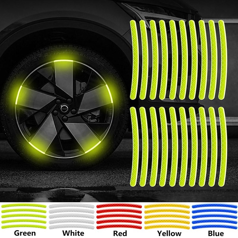 40pcs Car Wheel Hub Reflective Strip Sticker Car Motorcycle Wheel Strong Reflective Warning Sticker Tire Rim Reflective Decals Car Accessaries2