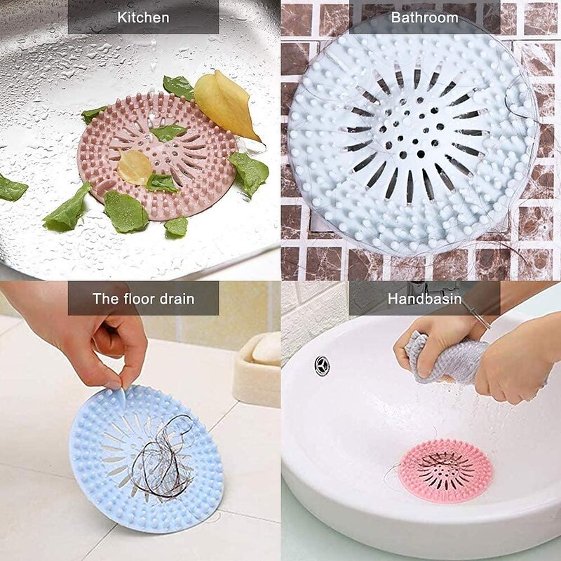 5pcs Hair Catcher, Durable Silicone Hair Stopper, Shower Drain Covers, Easy To Install And Clean, Suit For Bathroom Bathtub And Kitchen2