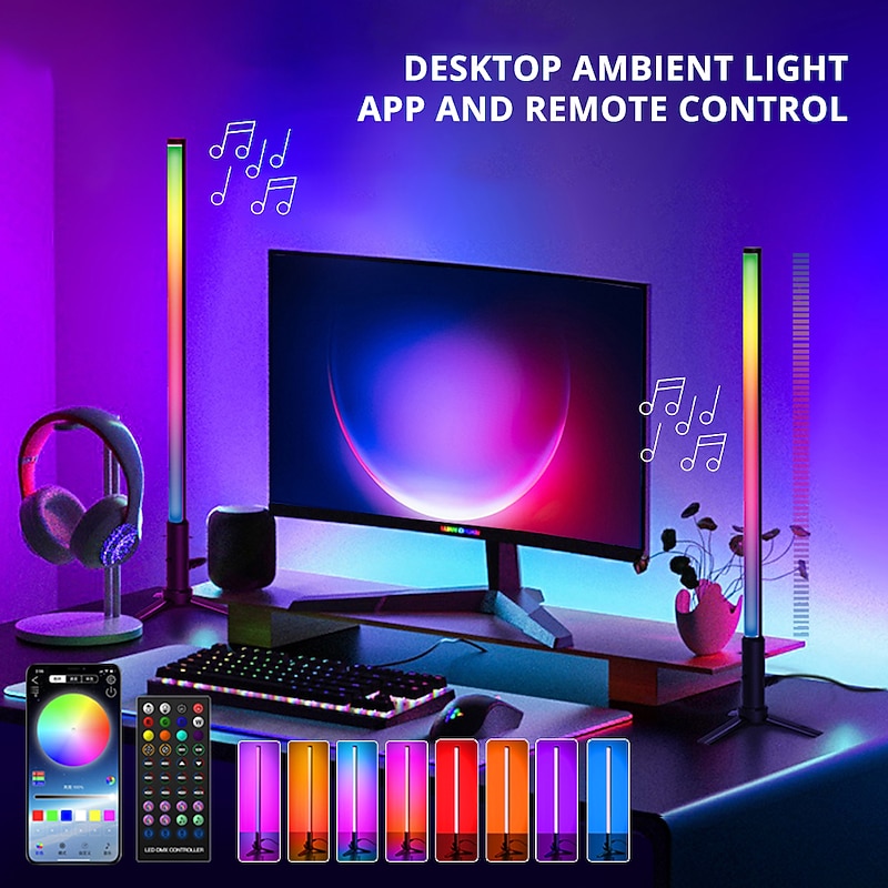 LED Smart Light Bar RGB Pickup Rhythm Night Light Music Bluetooth APP Remote Control Bedside Desktop Computer Game TV Atmosphere Light Shustar