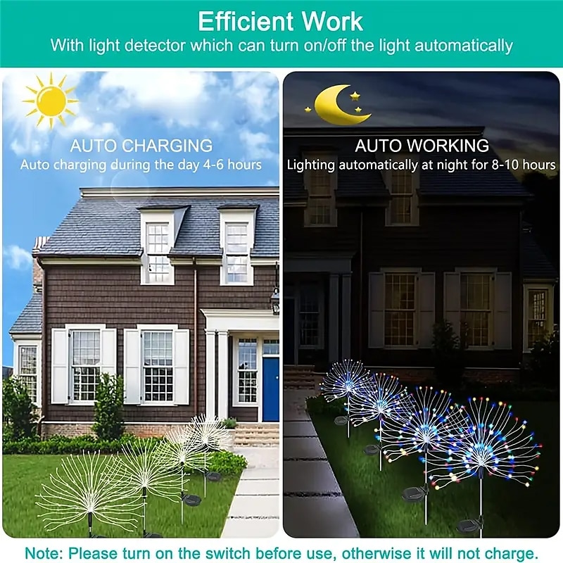 Solar Fireworks Lights 90/120/150/200 LEDS Outdoor DIY Solar Lights Copper Filament Garden Decorative Lights Waterproof Fairy Lights Lawn Lights3