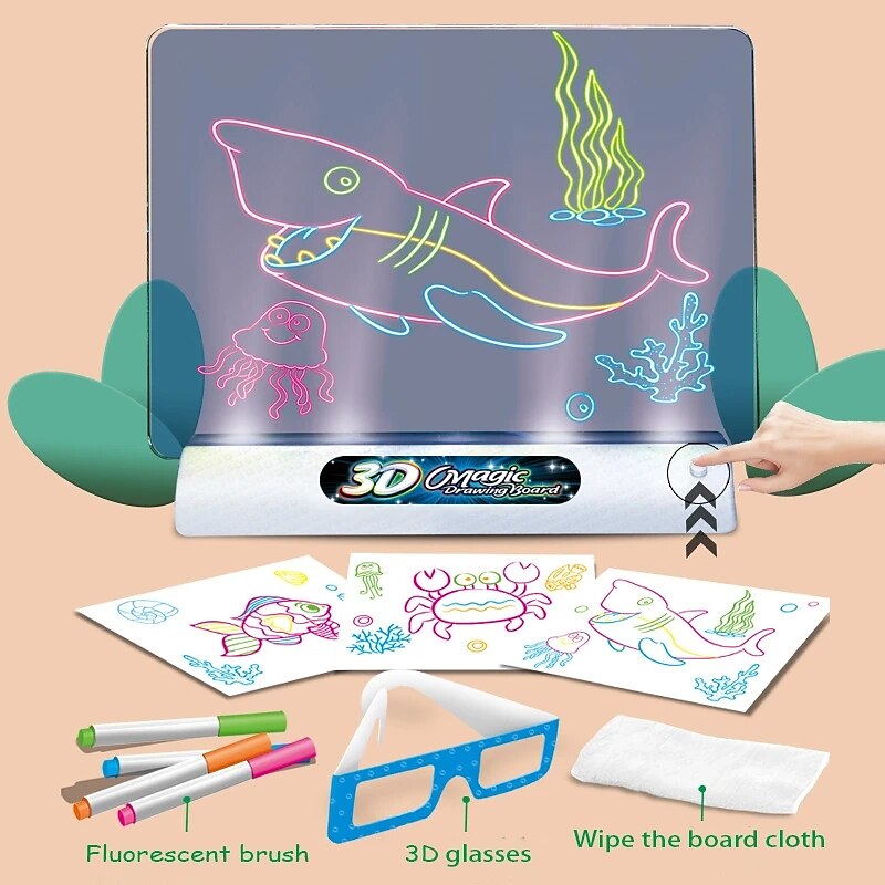 3D Fluorescent Drawing Board Magic Luminous Three-Dimensional Writing Board Graffiti Board Light Puzzle Children Drawing Board4