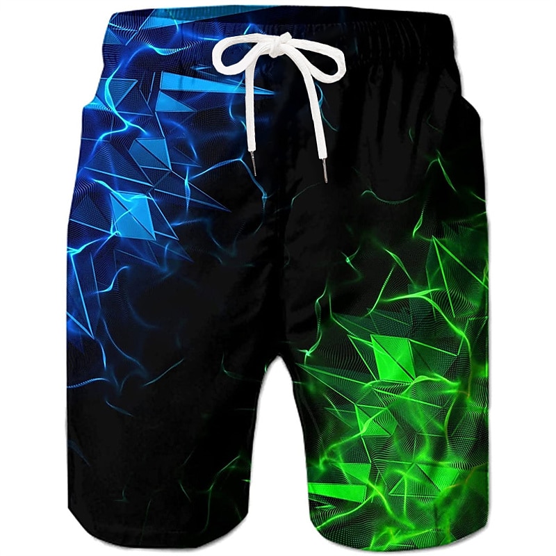 Men's Graphic Geometric Swim Trunks Swim Shorts Board Shorts Mid Waist Hawaiian Designer Boho Casual Daily Holiday Drawstring with Mesh lining Elastic Waist Designer Clothing Apparel