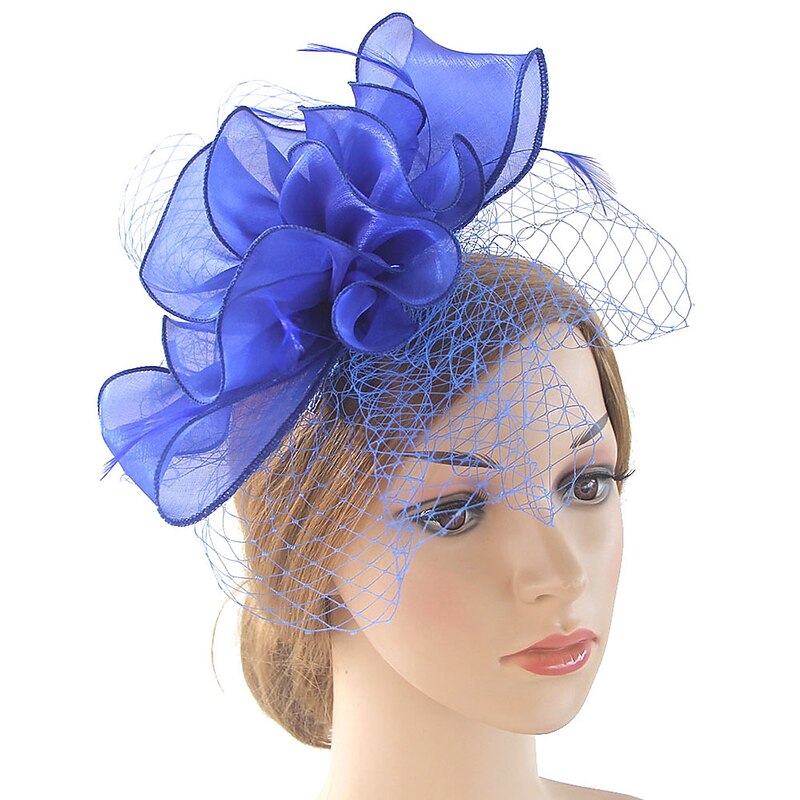 Fascinators Kentucky Derby Hat Organza Polyester / Polyamide Fedora Hat Floppy Hat Veil Hat Tea Party Horse Race Ladies Day Vintage Vintage Style Elegant With Feather Appliques3
