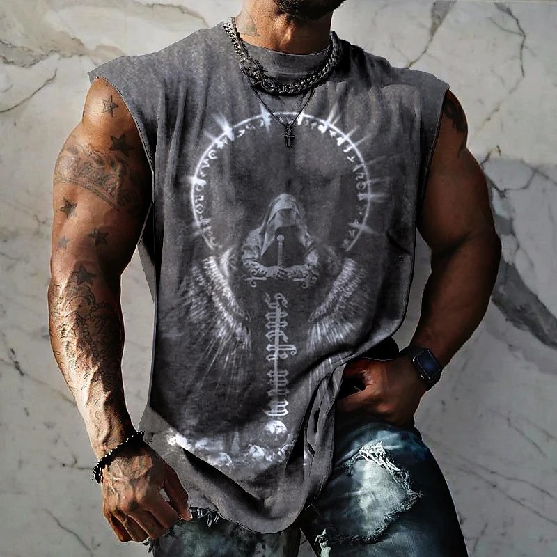 Men's Graphic Skull Skeleton Vest Top Sleeveless T Shirt for Men Sleeveless Cap Sleeve T shirt 3D Print Crew Neck Shirt Fashion Designer Muscle Daily Sports Gym Black Blue Dark Blue Spring & Summer2